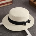 thumbnail image 3 of Bowknot Decor Flat Dome Straw Hat Folding Thin Women Wide Brim Sunscreen Bucket Hat Fashion Accessories, 3 of 7
