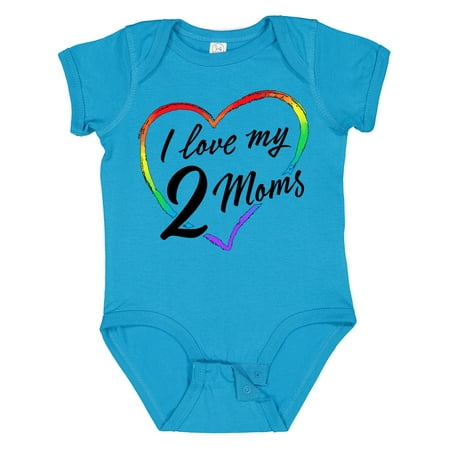 

Inktastic I Love My 2 Moms with Rainbow Heart Gift Baby Boy or Baby Girl Bodysuit