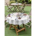 thumbnail image 4 of Outdoor Tablecloth with Umbrella Hole for Patio/Picnic/Party/Camping, Purple Flowers Waterproof Table Cloth Round Cover Washable, Spring Floral Elegant Pastoral Watercolor (Dia 54"), 4 of 8