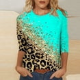 thumbnail image 1 of Chemisiers pour Femmes Chic Décontracté Mode pour Femmes T-shirt Imprimé Ample Manches 3/4 Blouse Col Rond Hauts Décontractés Hauts pour Femmes Décontractés en Liquidation, 1 of 4