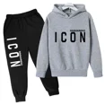 thumbnail image 3 of Conjuntos de ropa de moda para niños y niñas de 2 a 13 años, sudadera con capucha y pantalones de manga larga con estampado de letras, informal, para primavera y otoño, 3 of 5