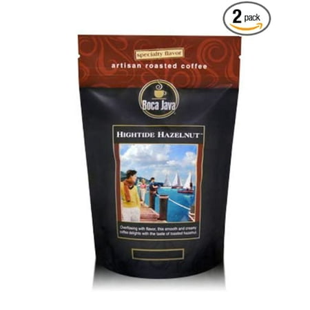 Decaf Hightide Hazelnut, Hazelnut Flavored Decaf Coffee, Whole Bean, 8oz (2 Pack)