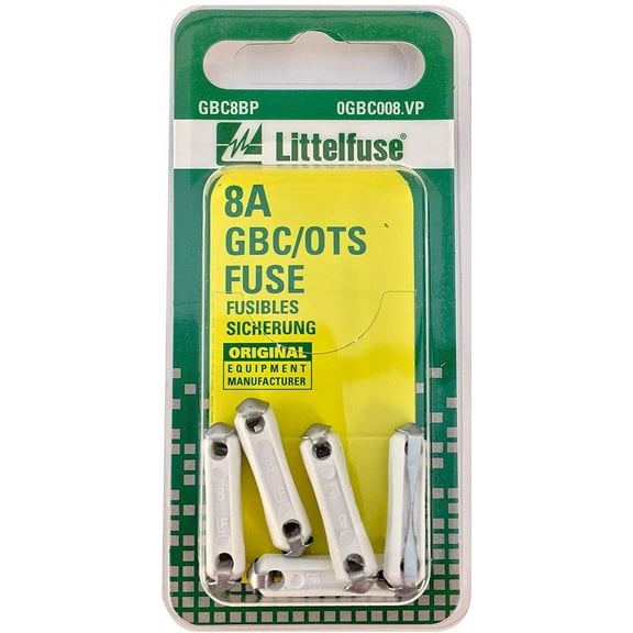 Littelfuse 0GBC008.VP GBC Ceramic 32 Volt 8 Amp Carded Fuse, (Pack of 5)