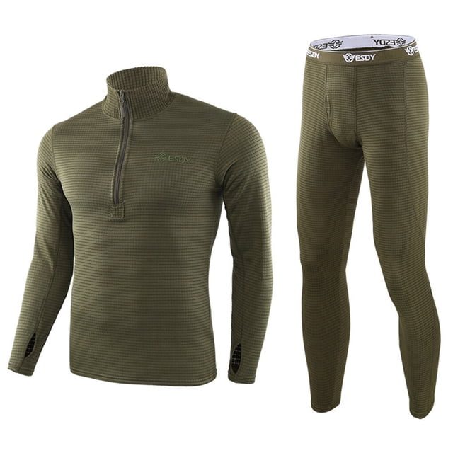 Minnieouse Conjunto de ropa interior térmica, camisa ajustada a prueba de frío, monos cálidos de manga larga para hombre, para interiores y exteriores Pijama verde 1 Minnieouse AP013591-01