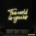 thumbnail image 2 of Craftnamesign The World Is Your Neon Sign, Bedroom Decor, Quotes LED Signs, 2 of 4