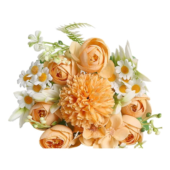 Flowers Artificial Silk Hydrangea Bouquets Faux Floral Arrangements Picks Fake Spring Flowers for Cemetery Grave Vase Wedding Home Decor Indoor Outdoor, 1Pc, Available in Multicolor(Orange,12x6")