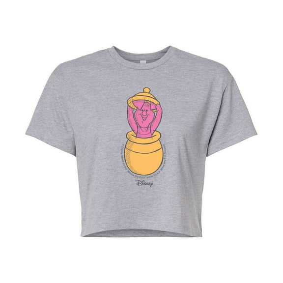 Disney - Piglet In Honey Pot - Juniors Cropped Cotton Blend T-Shirt