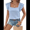 thumbnail image 2 of Top de Mujer con Cuello Cuadrado y Volantes de Corta Azul Talla S, 2 of 10