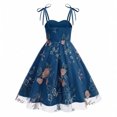 thumbnail image 2 of IBTOM CASTLE Toddler Girls 1950s Vintage Floral Embroidery Swing Dress | Retro Graduation Dress For Birthday Party Wedding Bridesmaid Communion Tulle Dresses, Sweetheart Mesh Grey-blue, 2 of 7