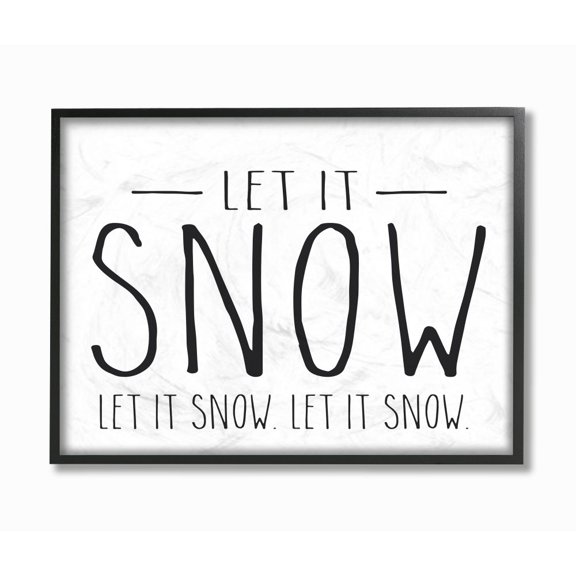 Stupell Industries Let It Snow Christmas Holiday Black And White Word DesignFramed Wall Art By Artist Lettered and Lined