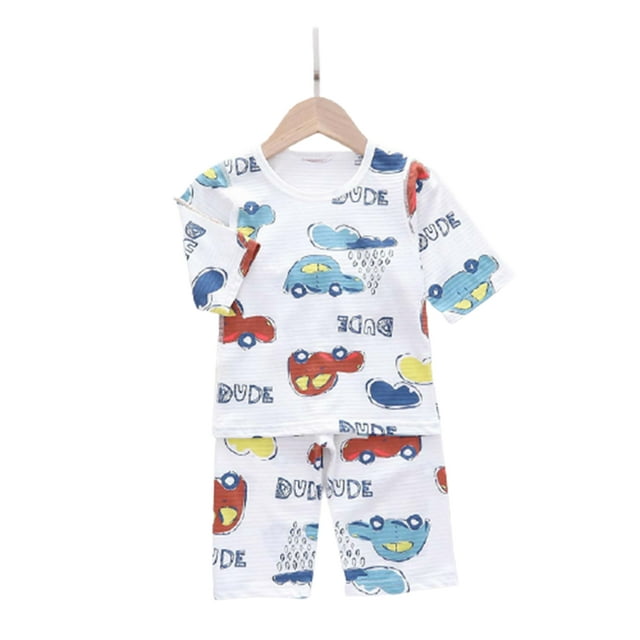 CAROOTU T-shirt à Manches Courtes Imprimé Dessin Animé pour Enfants Col Rond avec Shorts pour l'Été Plage
