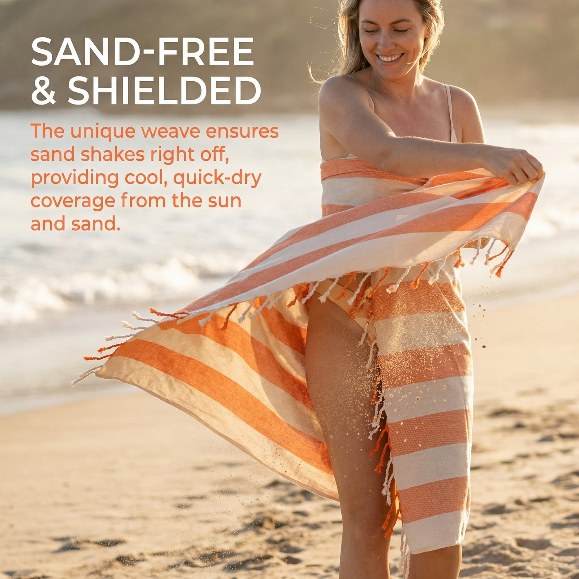 Unique Bargains Stripe Lightweight Absorbent Quick Dry Beach Towel Orange 71" x 40"