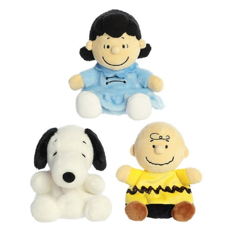 Aurora Peanuts Palm Pal Plush Bundle, Charlie Brown, Lucy and Snoopy
