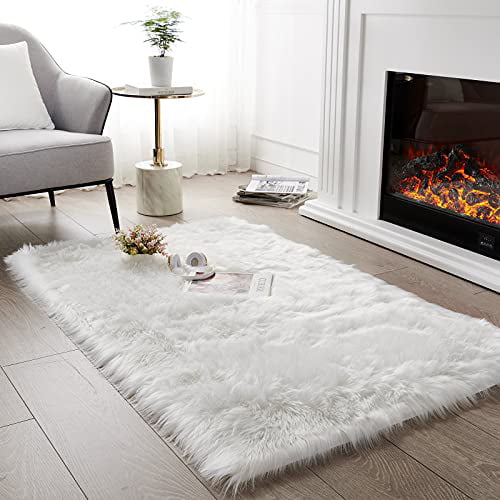 Soft Fluffy Faux Fur Chair Cover Seat Cushion Pad/Mat Plush Fur Area Rug Carpet 