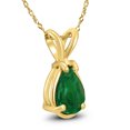 thumbnail image 2 of SZUL Women's 14K Yellow Gold 5x3MM Pear Emerald Pendant, 2 of 5