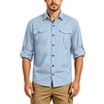 thumbnail image 3 of Men's Quick Dry Long Sleeve Shirt UPF 50+ Sun Protection Lightweight Breathable Fishing Hiking Casual Daily Camping Outdoor Travel Athletic Top with Pockets | TOPLIU,Light Blue M, 3 of 9