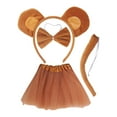 thumbnail image 3 of Disfraz de mono animal para niños Yinane conjunto de tutú con Diadema de orejas de mono marrón oscuro, 3 of 8