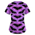 Halloween Purple Working Uniform Shirts For Women Pumpkins Bats Printed halloween-purple-working-uniform-shirts-for-women-pumpkins-bats-printed