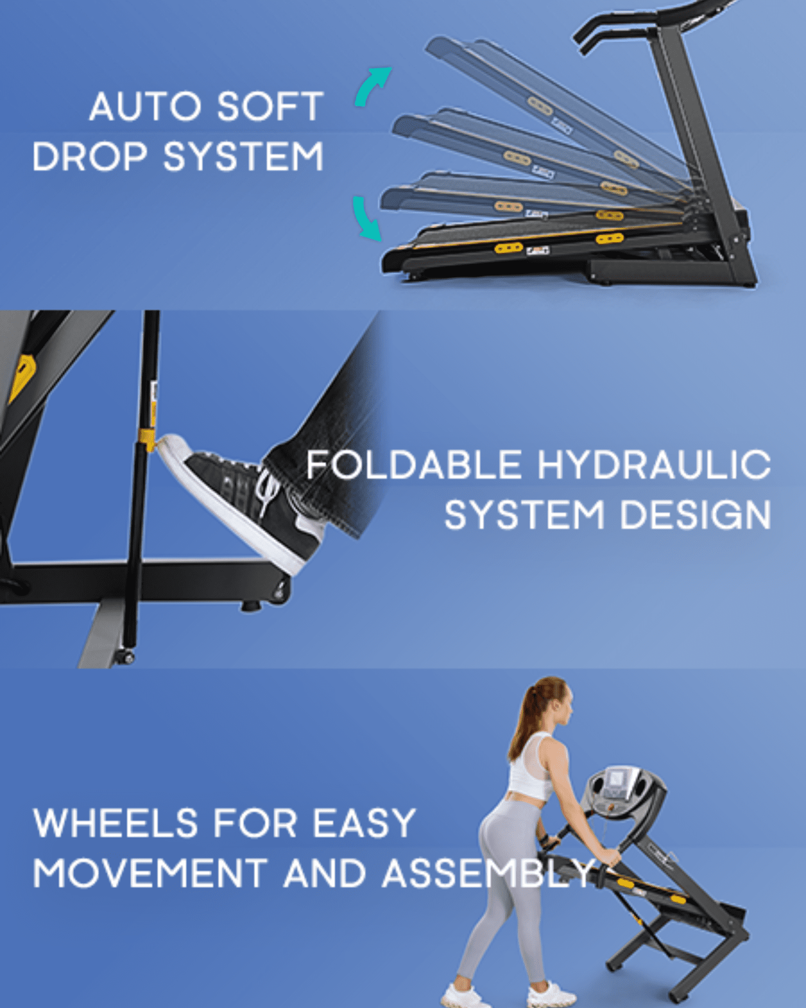 Naipo Treadmill with Incline Folding with 12 Level Automatic Incline 2.5hp Power 8.5mhp Speed Running Machine 15 Preset Training Program Electric Treadmill for Home Use