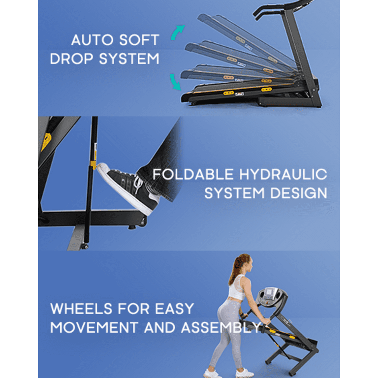Treadmill with Incline Folding with 12 Level Automatic Incline 2.5hp Power 8.5mhp Speed Running Machine 15 Preset Training Program Electric Treadmill for Home Use Walmart