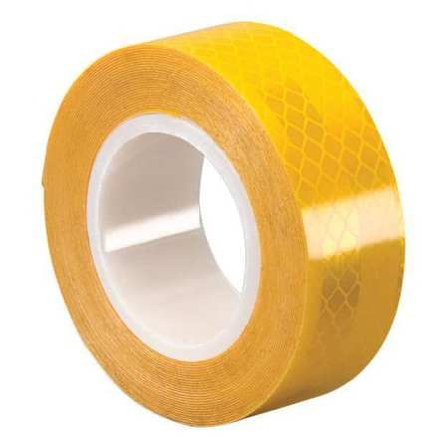 3M 3431 Yellow Micro Prismatic Reflective Tape - 0.5 Inch X 15 Ft Roll, Safety Tape For Signs, High Visibility Marking