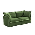 thumbnail image 5 of Deep Seat 2 Seater Sofa Couch, Chenille Loveseat Sofa with Slip-cover and Pillows, Upholstered Comfy Couch with Back Cushion, Mid Century Sleeper Sofa Chair for Living Room, Apartment, Green, 5 of 7