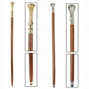 Design Toscano Edwardian Gentleman's Brass and Chrome-Plated Walking Stick Collection: Kingsley & Hambleton
