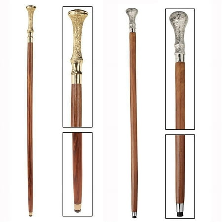 Design Toscano Edwardian Gentleman's Brass and Chrome-Plated Walking Stick Collection: Kingsley & Hambleton