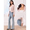 thumbnail image 2 of DARING DIVA Women's Plaid Tweed Long Sleeve Open Front Work Office Jacket S Pink, 2 of 5
