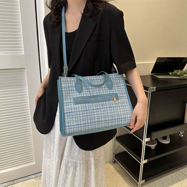 Bolso de mano con cremallera para mujer, bolso de mano elegante para mujer, bandolera (azul)