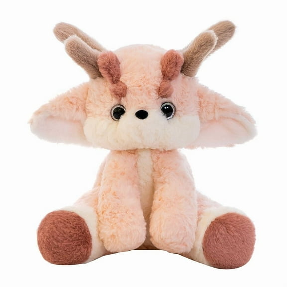 Charming Pink Deer Plush With Furry Big Ears and Cute Antlers, A Quirky And Adorable Companion