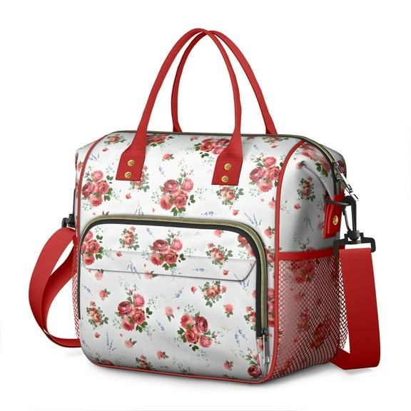 Pioneer Flower Floral Print Pattern Womens Lunch Box for Work,Insulated Large Lunch Bag for Tween and Teen,Loncheras Para Mujer,Leakproof Adult Lunch Bag for Work,Beach,Travel,Picnic,Camping
