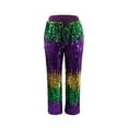 thumbnail image 6 of Olyvenn Mardi Gras Outfit for Women Sequin Trendy Mardi Gras Party Sexy Elastic Waist Glitter Dance Pants Holiday Outfit Purple 8-10, 6 of 9
