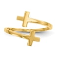 thumbnail image 4 of Real 14kt Yellow Gold Polished Double Cross Ring Size: 7; for Adults and Teens; for Women and Men, 4 of 5