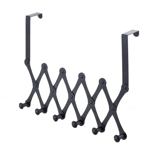 Ganchos Puerta Gancho Trasero Negro Soporte Telescópico Para Puerta De Servicio Pesado Colgador De Puerta De Acero Inoxidable Organizador De Toallas Para Puerta Dormitorio Baño Cocina 6 Serendint HA013289-00