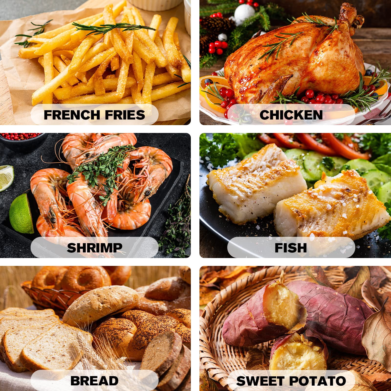 Yilush Multifunctional Digital Air Fryer+ Rotisserie, Dehydrator, Convection Oven, 17 Touch Screen Presets Fry, Roast, Dehydrate, Bake, XL 7L Family Size, Auto Shutoff, Large Easy-View Window, Black