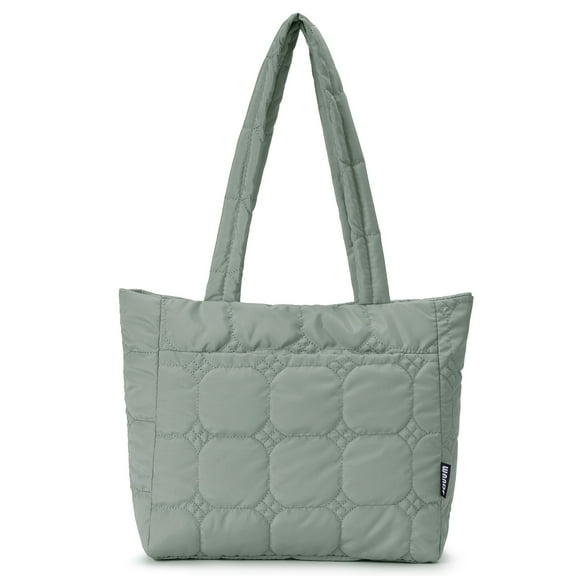 Qulited Puffer Tote Handbag Stylish Tote Bag for Women Single Shoulder Bag with Handle - Stylish and Lightweight Minimalist Chic Work Commute, Green