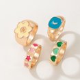 thumbnail image 3 of EGNMCR Rings Vintage Color Dripping Oil Flower Star 4-piece Set towel towel, 3 of 6