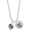thumbnail image 1 of Delight Jewelry Silvertone Lime Leaves on Green Band Spinner Silvertone Script Initial Disc - N - Charm Necklace, 20"+3", 1 of 4