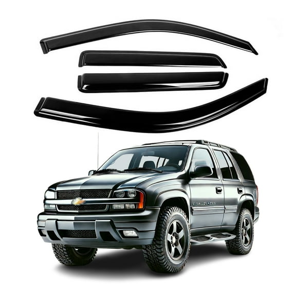 Sunwei Acrylic Window Visor Sun Rain Deflector Guard for Chevy Trailblazer 0209 Smoke Tinted