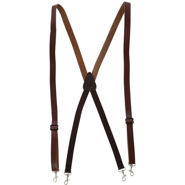CTM® Smooth Coated Leather Slim Width Suspenders with Metal Swivel Hook Ends