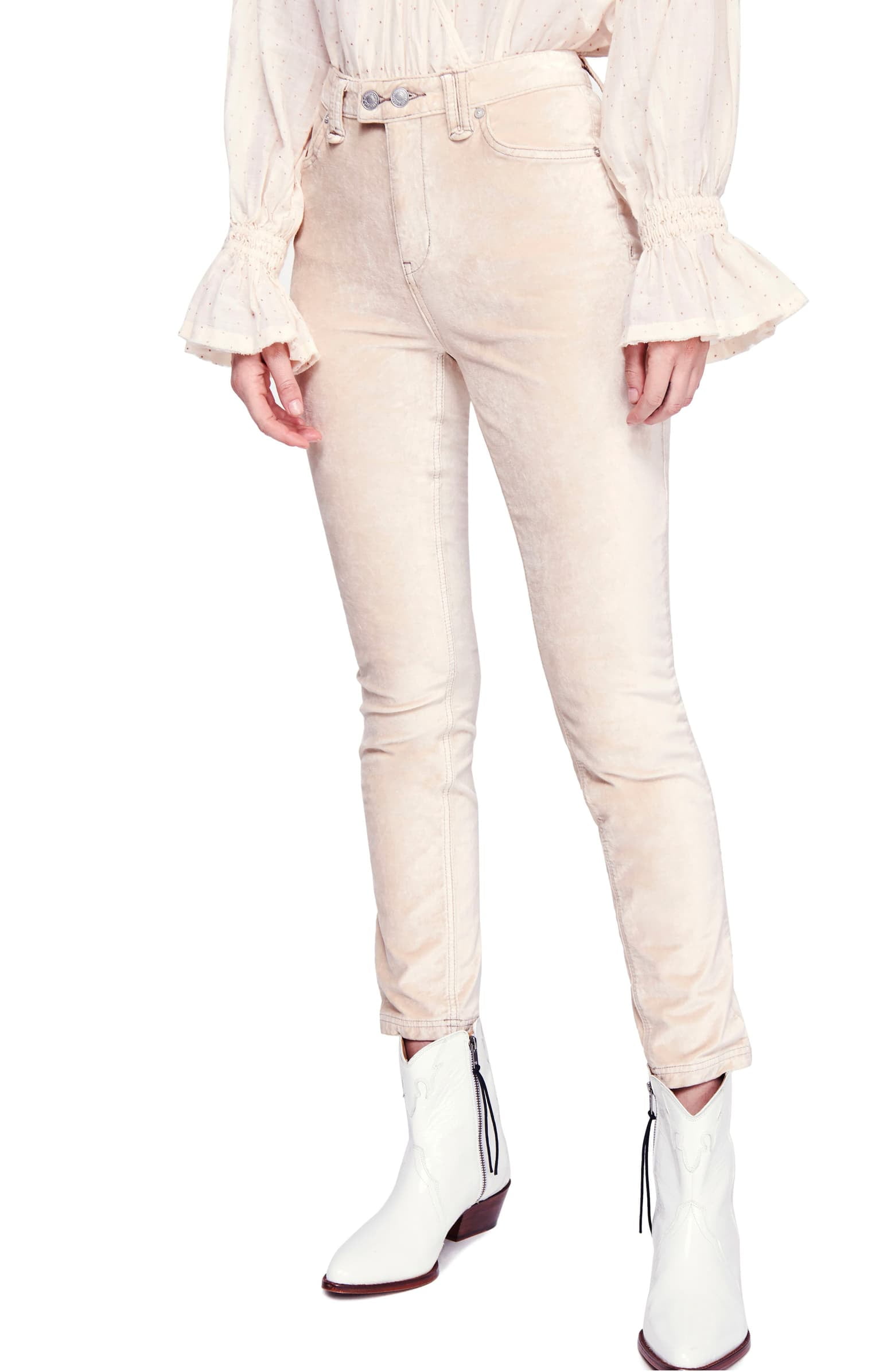 women's cream colored skinny jeans
