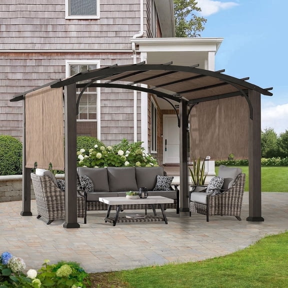 Sunjoy 10x12x8.1 arched roof Heat transfer Post Metal Pergola with Canopy