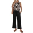 thumbnail image 3 of WIHOLL Two Piece Set for Women Summer Sleeveless Crewneck Lounge Top Wide Leg Drawstring Pants With Pockets Vacation Travel Outfits, 3 of 9