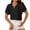 Black, variant on Diufon Half Zipper T Shirts for Women Knit V Neck Short Sleeve Textured Tops Solid Color Blouses