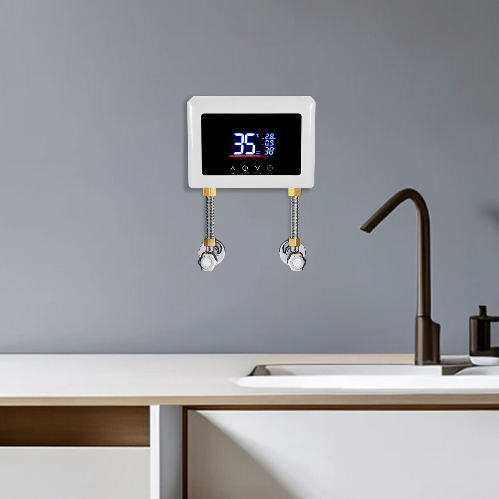 3000W Electric Instant Water Heater with LED Display Wall Mount 7.87*2.17*5.71 in