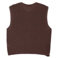 thumbnail image 4 of GPOECD Gilet Mode pour Femme en Crochet à Lacets avec Design Ajouré Café,S, 4 of 5