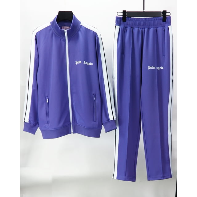 Conjunto de palm angels para hombre y mujer, tops casuales, pantalones casuales, chaqueta suelta a rayas laterales, abrigo