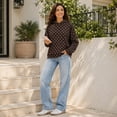 thumbnail image 3 of Wrongduck Polka Dot Hooded Sweatshirt for Women, Relaxed Graphic Print Fleece Pullover with Pocket for Fall and Winter, 3 of 12