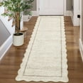 thumbnail image 3 of Garvee Scalloped Runner Rugs Modern Bordered Rug, 2x6 Washable Rugs Non-Slip Non-Shedding Rugs Low Pile Indoor Carpet for Hallway Bedroom Entryway Laundry Room, Beige, 3 of 8